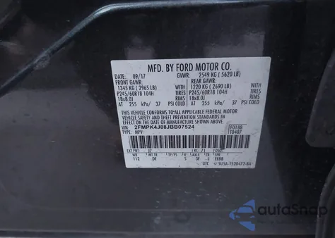 2018 Ford Edge Sel из США, поврежденный, VIN 2FMPK4J88JBB07524